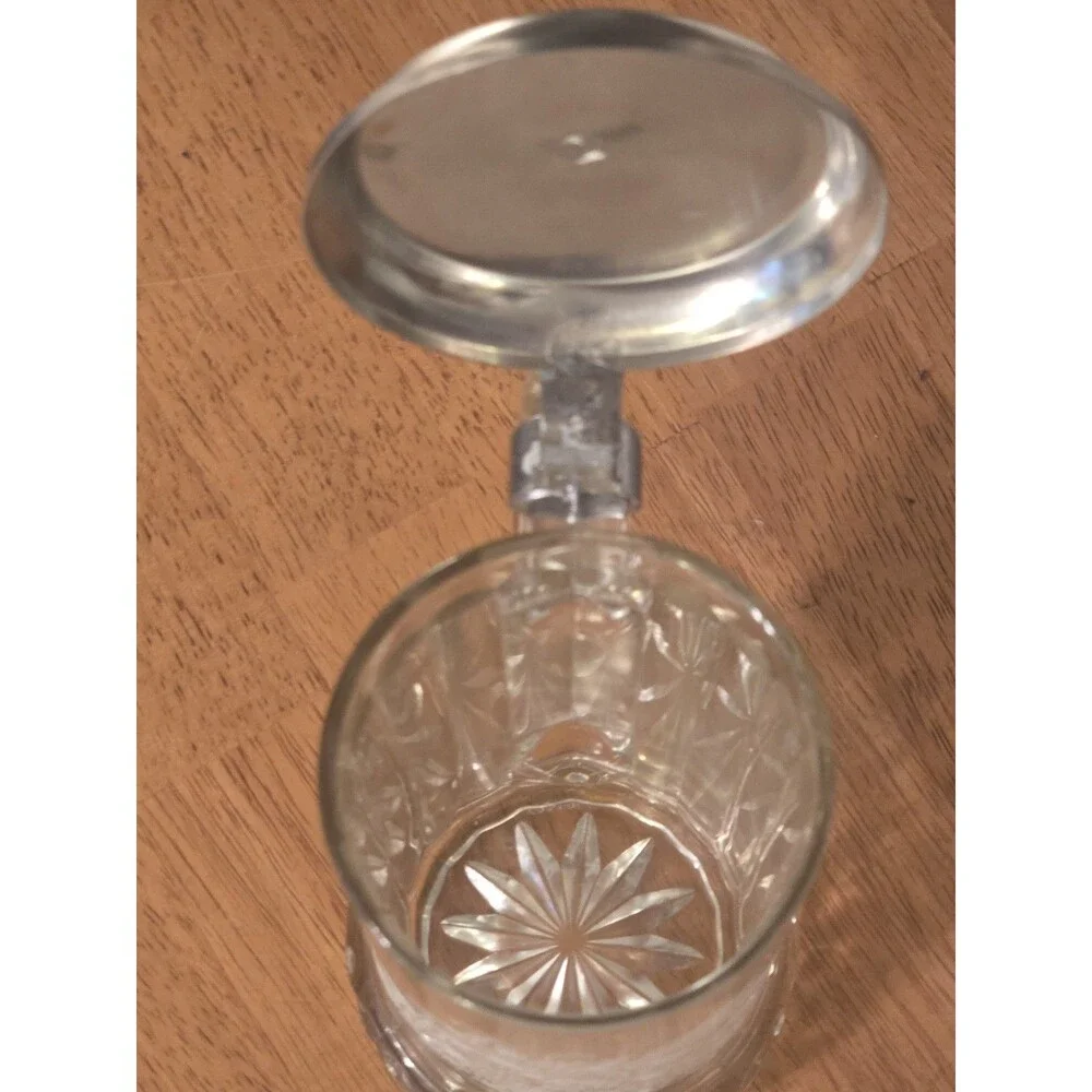 Vintage Rastal West Germany Cut Glass Beer Stein Pewter Lid Etched Hops Wheat...